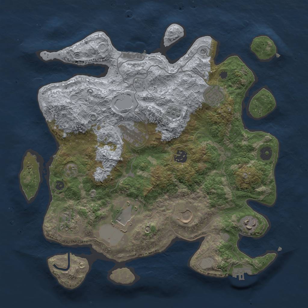 Rust Map: Procedural Map, Size: 3500, Seed: 490872462, 17 Monuments