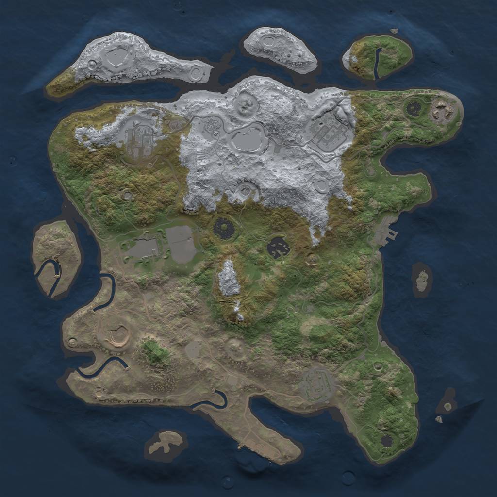 Rust Map: Procedural Map, Size: 3500, Seed: 922453676, 16 Monuments