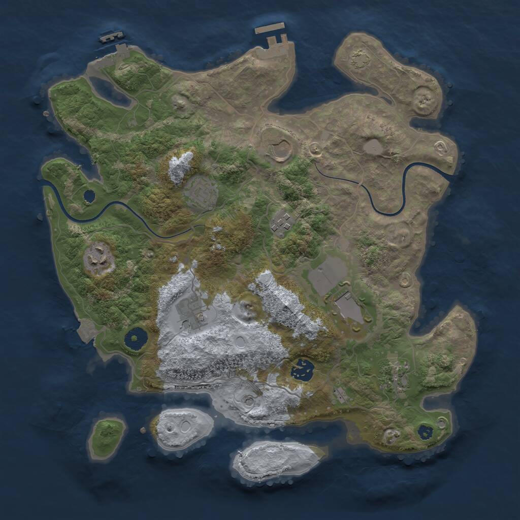 Rust Map: Procedural Map, Size: 3500, Seed: 375625715, 13 Monuments