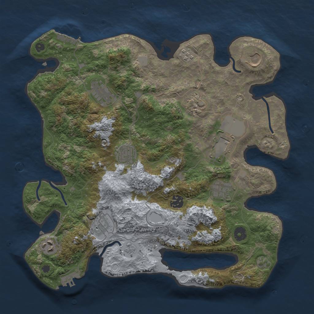 Rust Map: Procedural Map, Size: 3500, Seed: 491067373, 19 Monuments