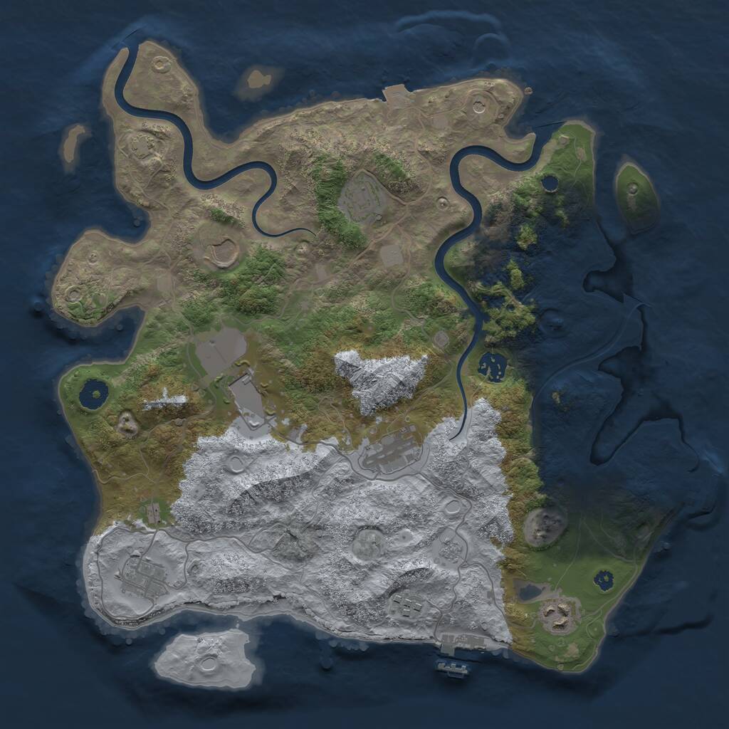 Rust Map: Procedural Map, Size: 3750, Seed: 666777420, 14 Monuments