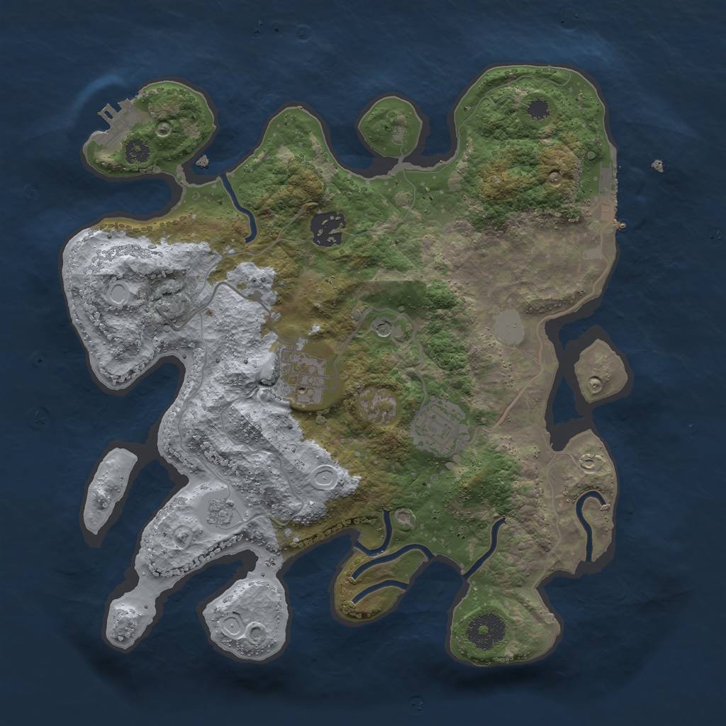 Rust Map: Procedural Map, Size: 3000, Seed: 1839362985, 10 Monuments
