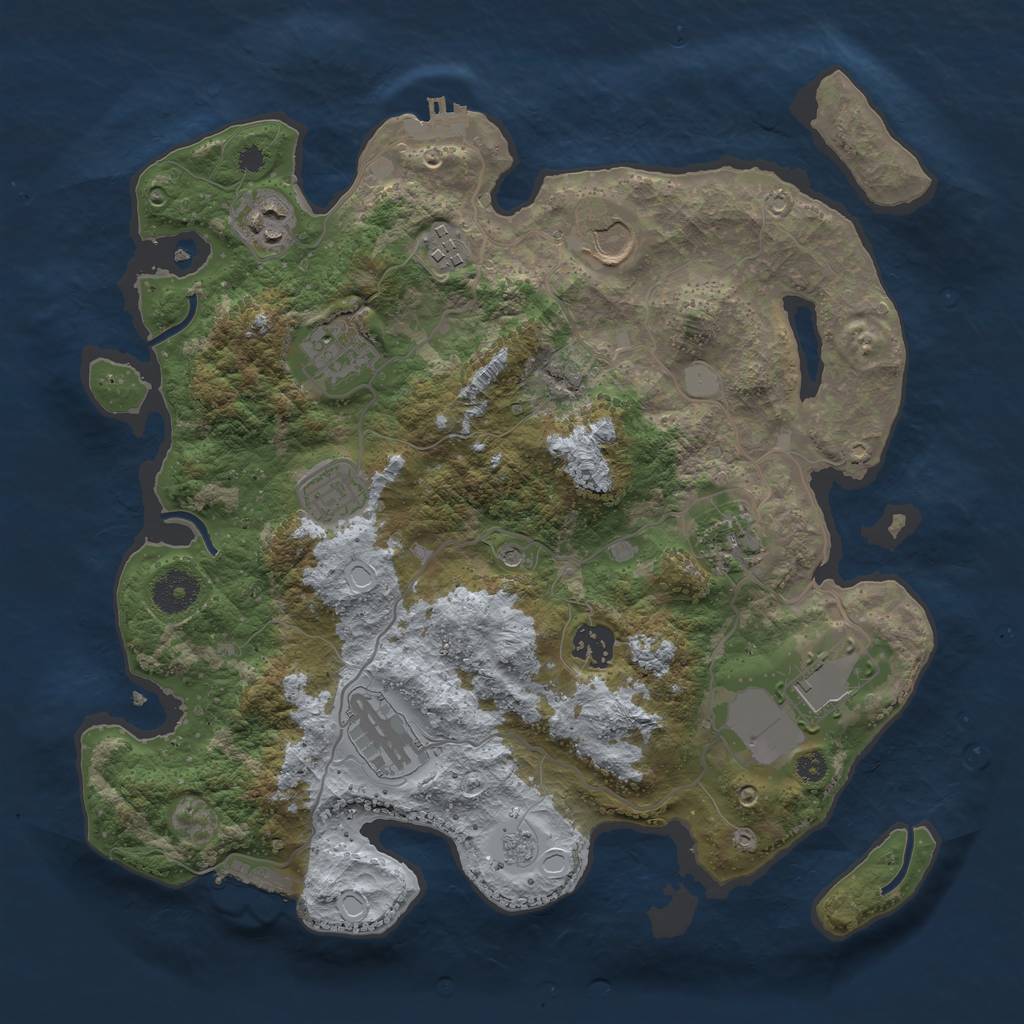 Rust Map: Procedural Map, Size: 3500, Seed: 1278930043, 18 Monuments