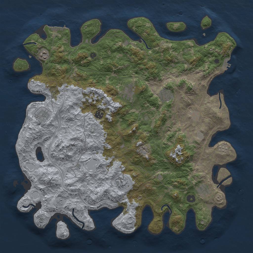 Rust Map: Procedural Map, Size: 4500, Seed: 337057609, 18 Monuments