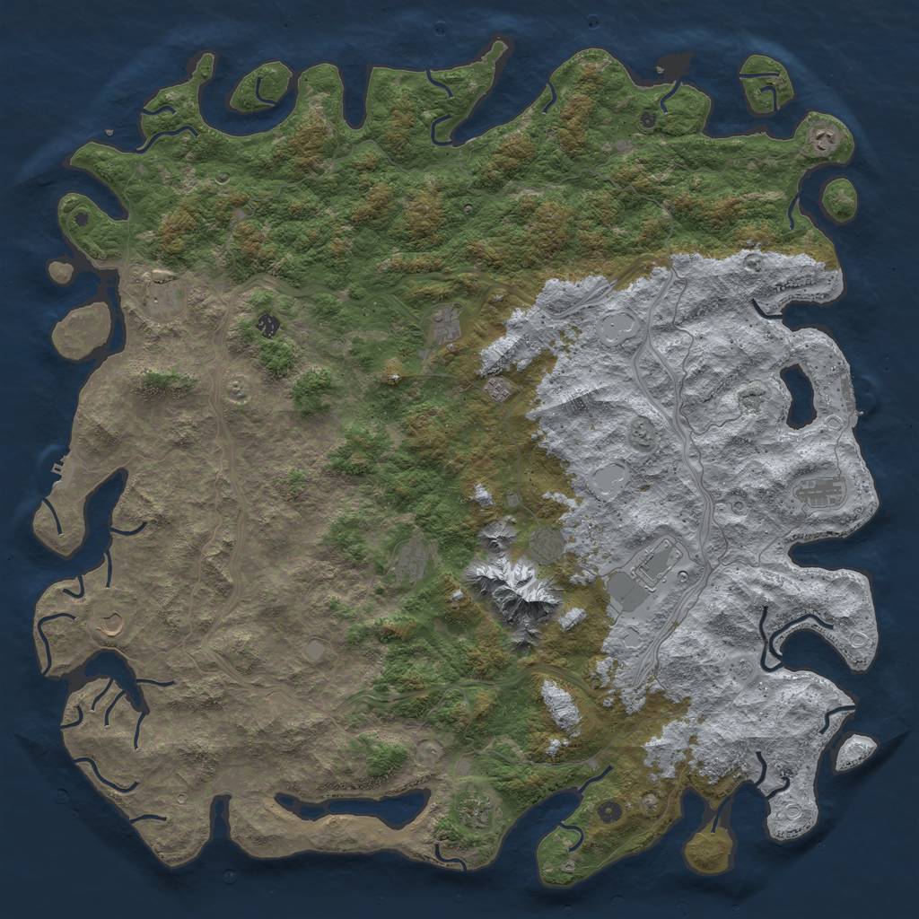 Rust Map: Procedural Map, Size: 6000, Seed: 198348333, 20 Monuments