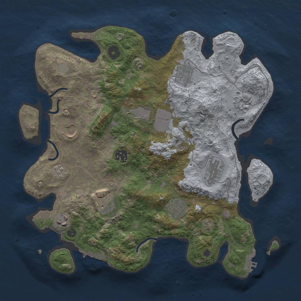 Rust Map: Procedural Map, Size: 3500, Seed: 1858682082, 19 Monuments