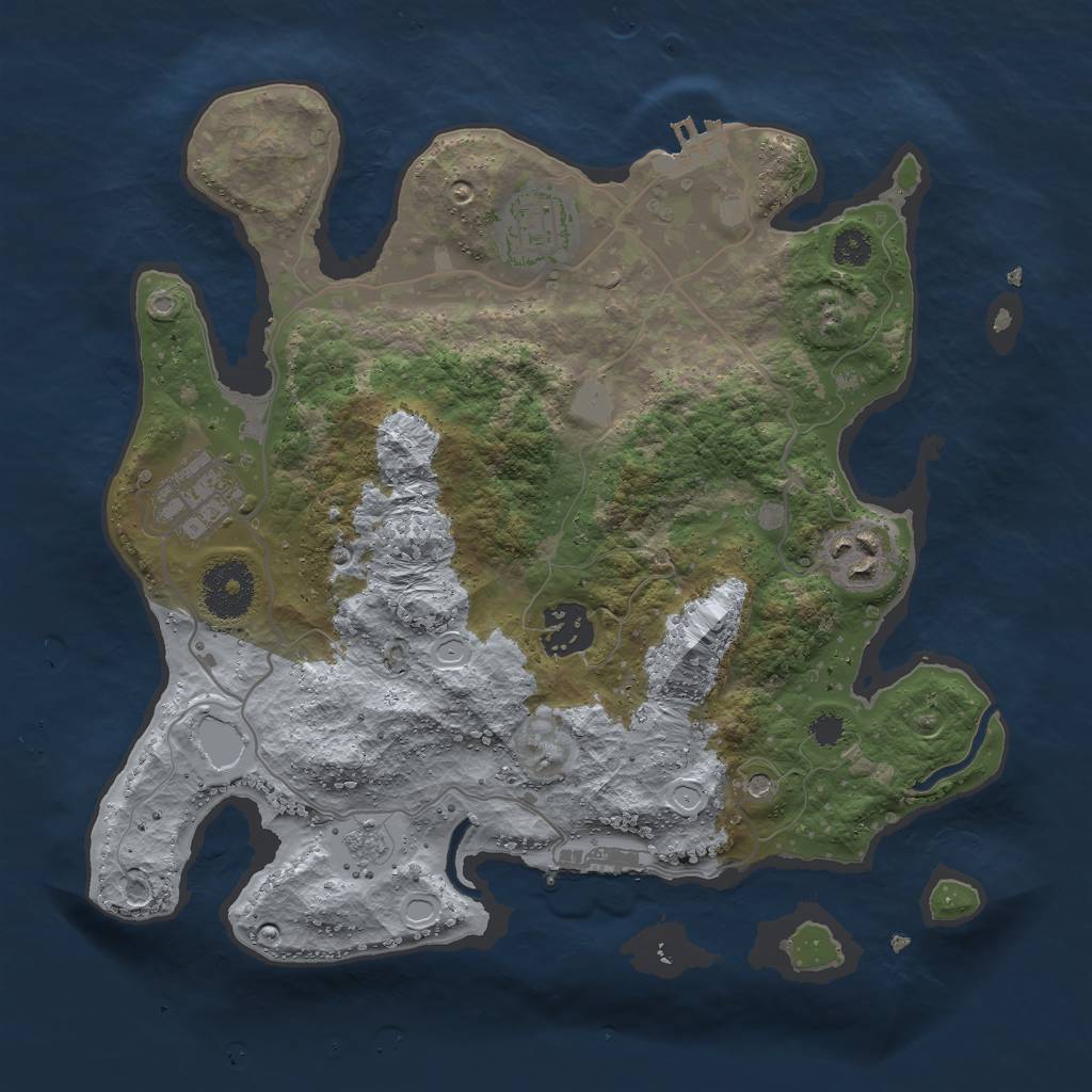 Rust Map: Procedural Map, Size: 3000, Seed: 864148265, 13 Monuments
