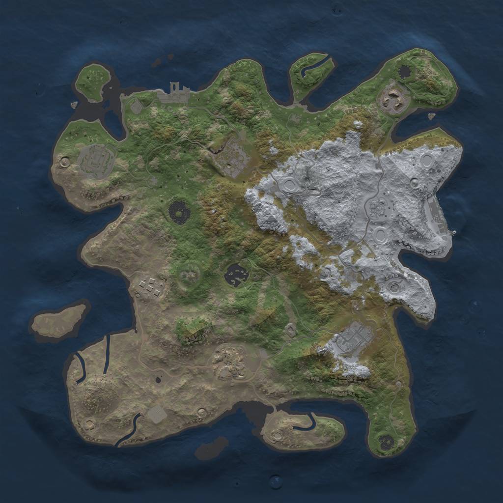 Rust Map: Procedural Map, Size: 3371, Seed: 1337, 16 Monuments