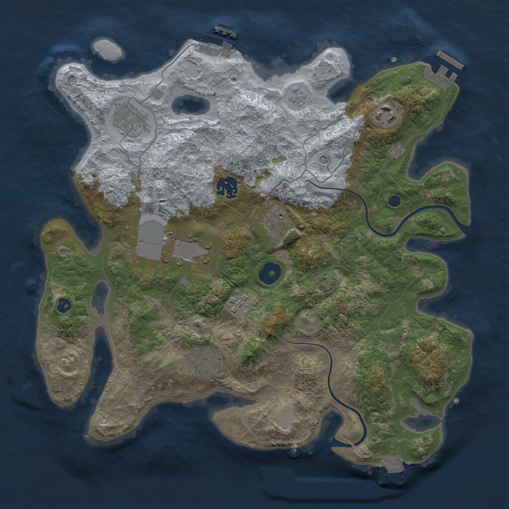 Rust Map: Procedural Map, Size: 3500, Seed: 20230127, 13 Monuments
