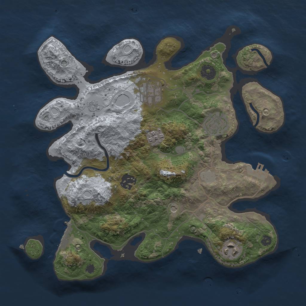 Rust Map: Procedural Map, Size: 3000, Seed: 1238198854, 12 Monuments