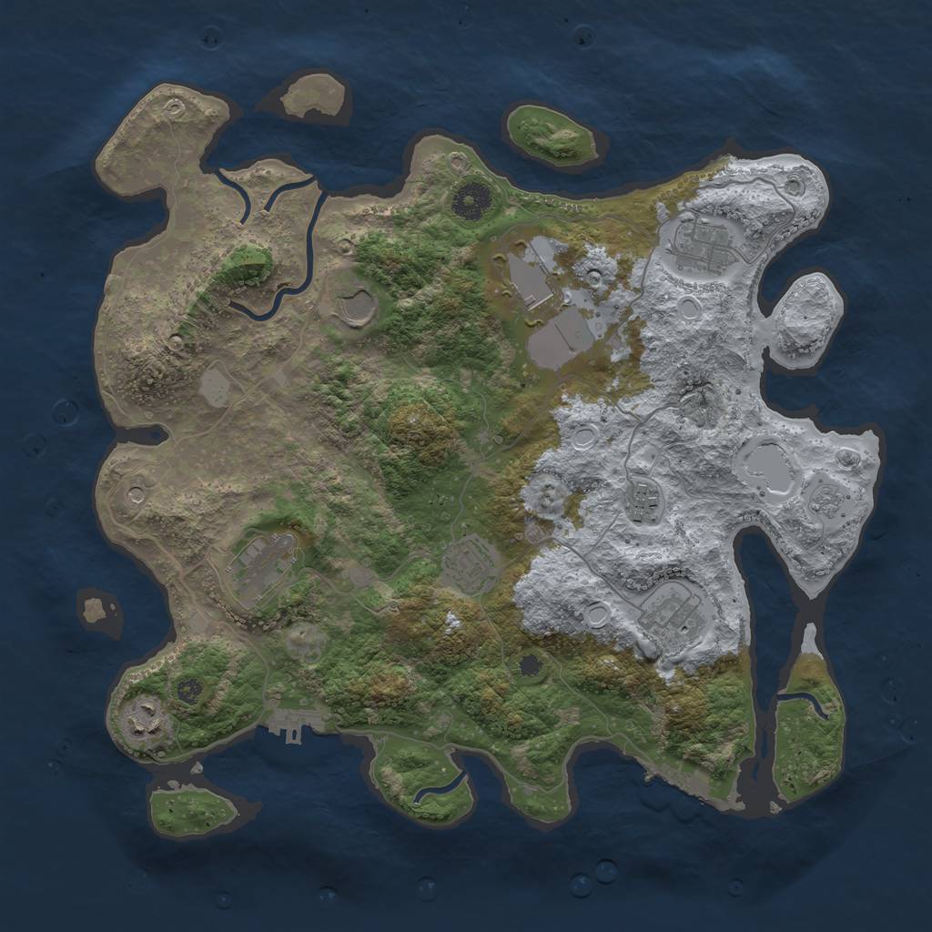 Rust Map: Procedural Map, Size: 3700, Seed: 732182585, 17 Monuments