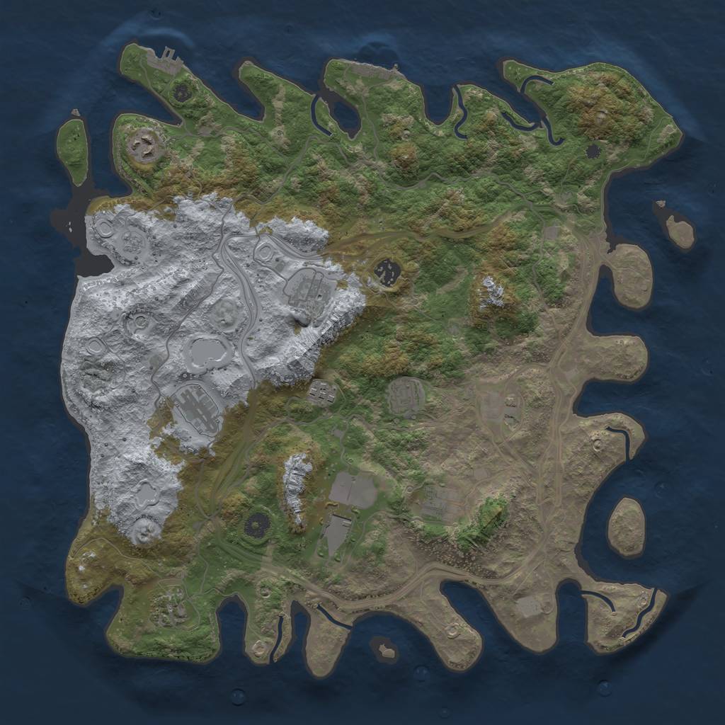 Rust Map: Procedural Map, Size: 4250, Seed: 2092081901, 17 Monuments