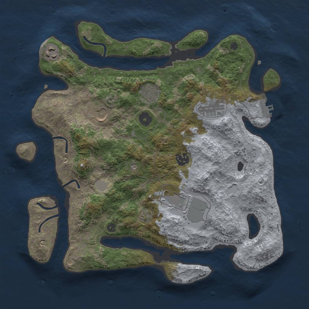 Rust Map: Procedural Map, Size: 3500, Seed: 75778658, 12 Monuments
