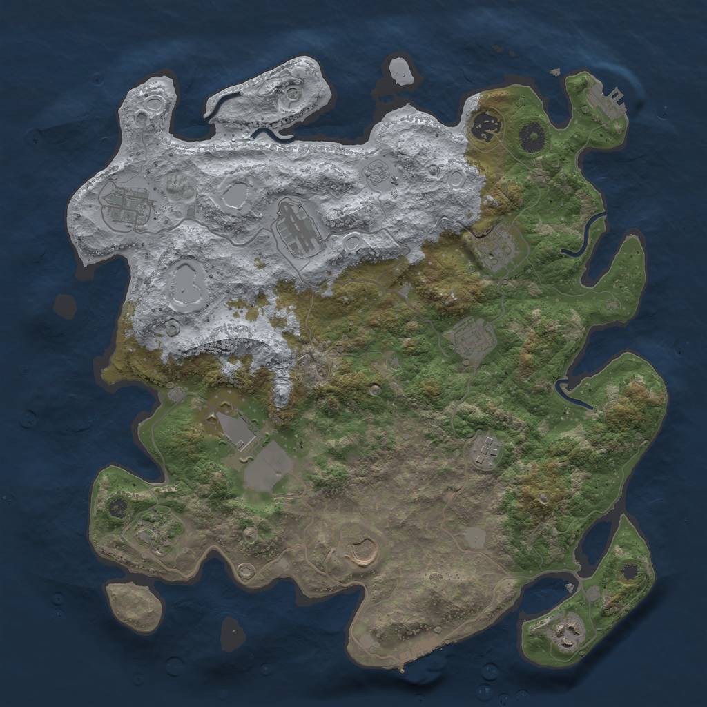 Rust Map: Procedural Map, Size: 3800, Seed: 83783, 17 Monuments