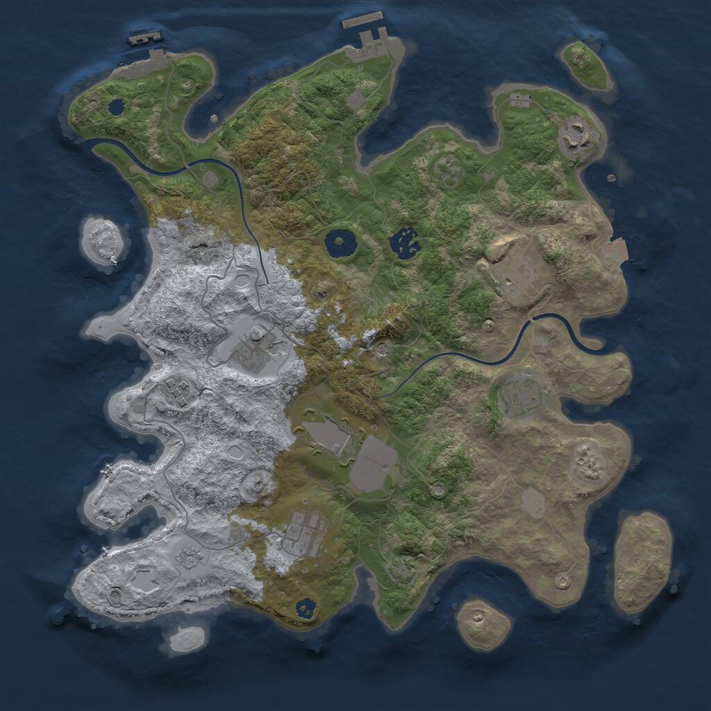 Rust Map: Procedural Map, Size: 3500, Seed: 118392137, 14 Monuments