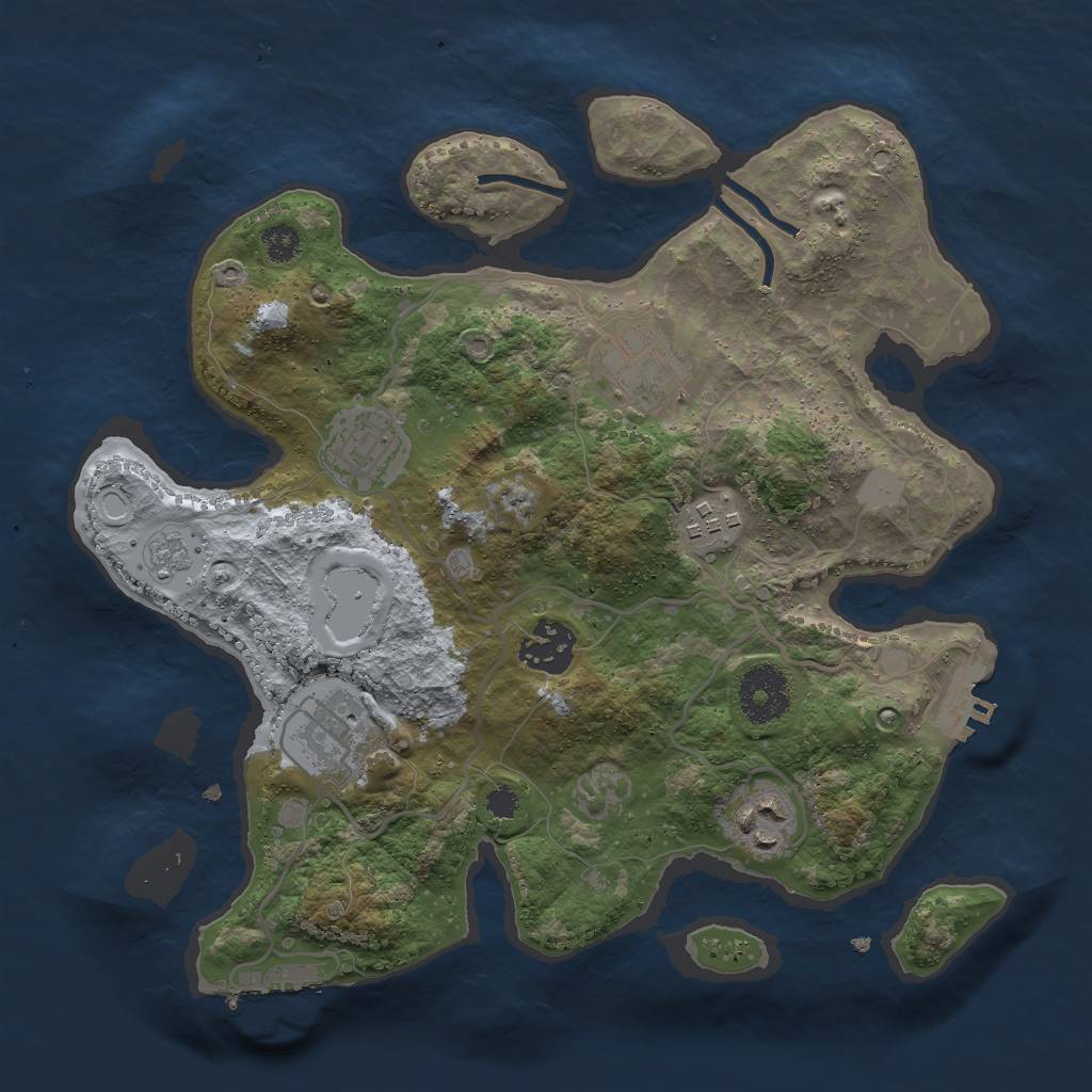 Rust Map: Procedural Map, Size: 3000, Seed: 44376676, 12 Monuments