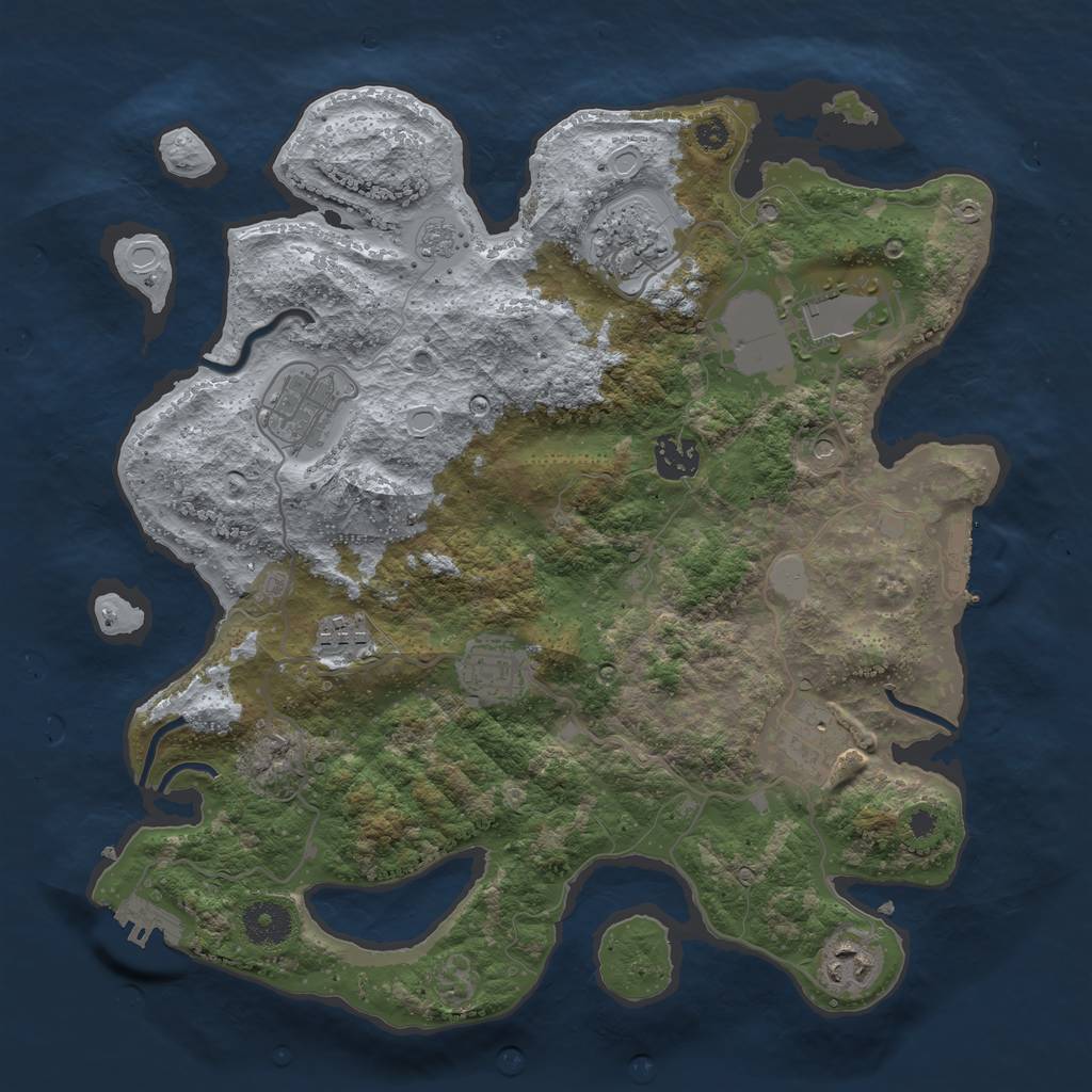 Rust Map: Procedural Map, Size: 3500, Seed: 44094208, 17 Monuments