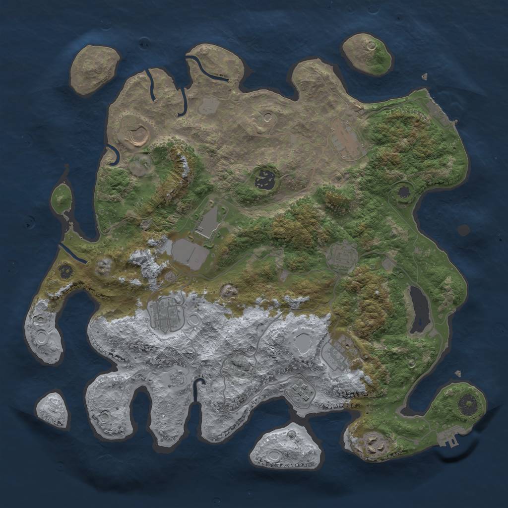 Rust Map: Procedural Map, Size: 3750, Seed: 593765, 16 Monuments