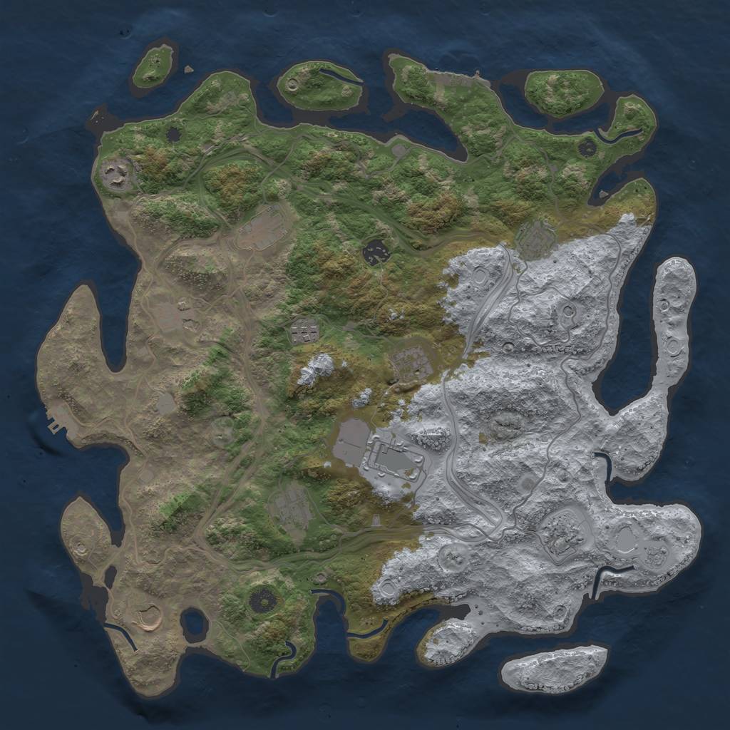 Rust Map: Procedural Map, Size: 4250, Seed: 1721060569, 18 Monuments