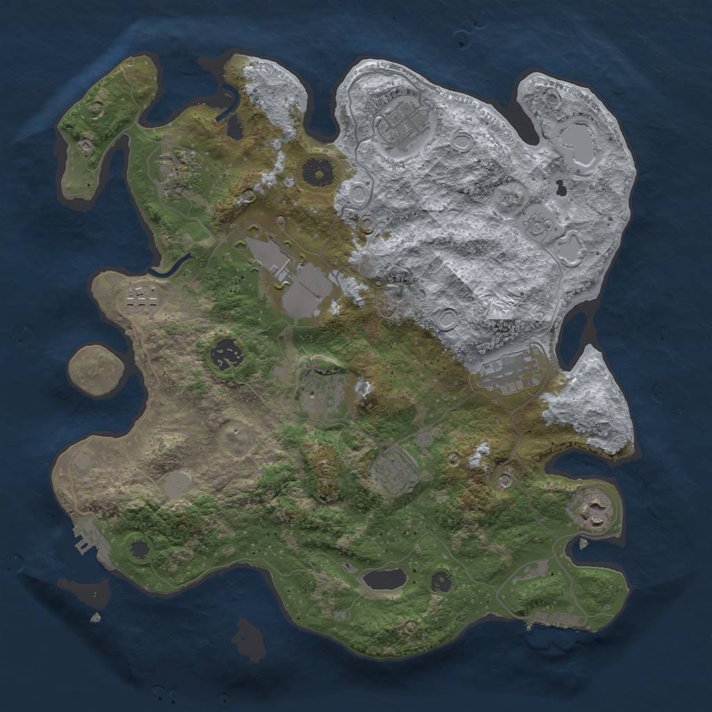 Rust Map: Procedural Map, Size: 3500, Seed: 1779349357, 18 Monuments