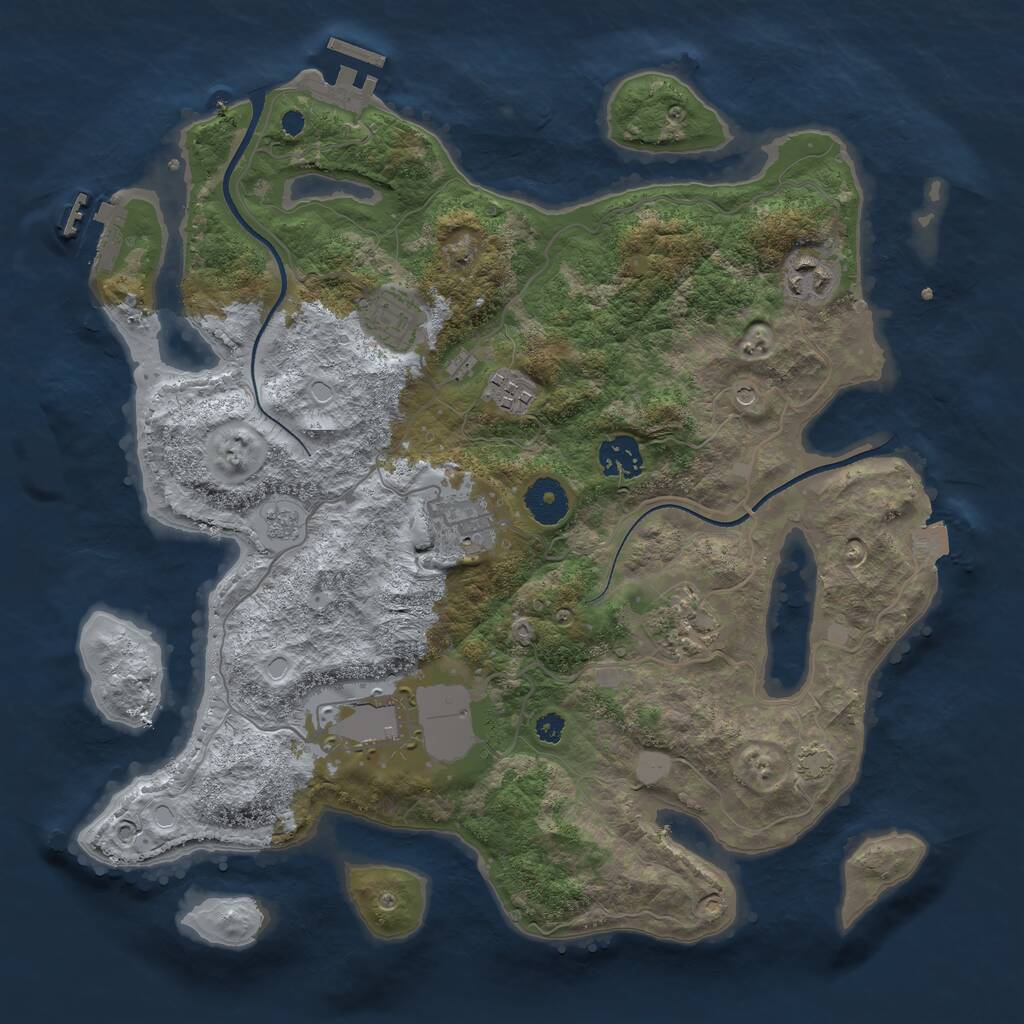 Rust Map: Procedural Map, Size: 3500, Seed: 56385164, 13 Monuments