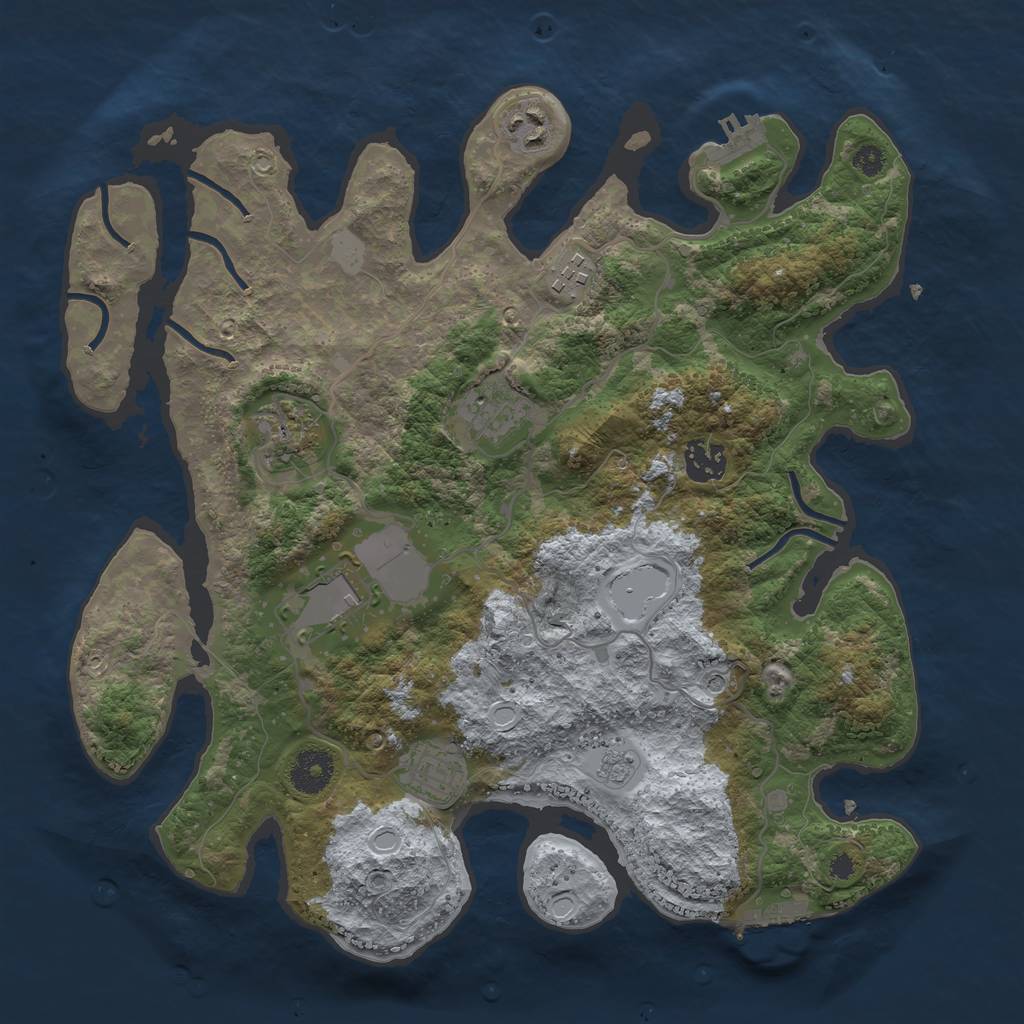 Rust Map: Procedural Map, Size: 3500, Seed: 2054840462, 16 Monuments