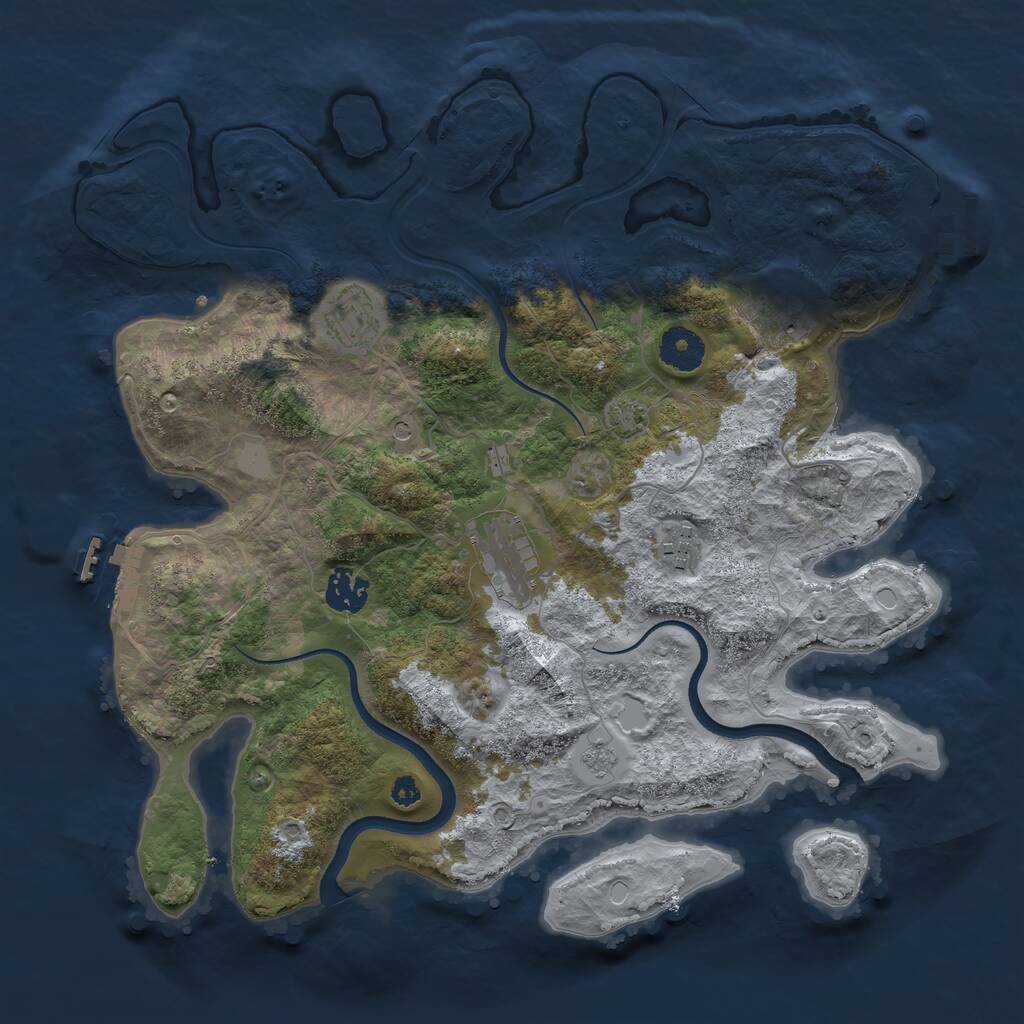 Rust Map: Procedural Map, Size: 3500, Seed: 240778041, 11 Monuments