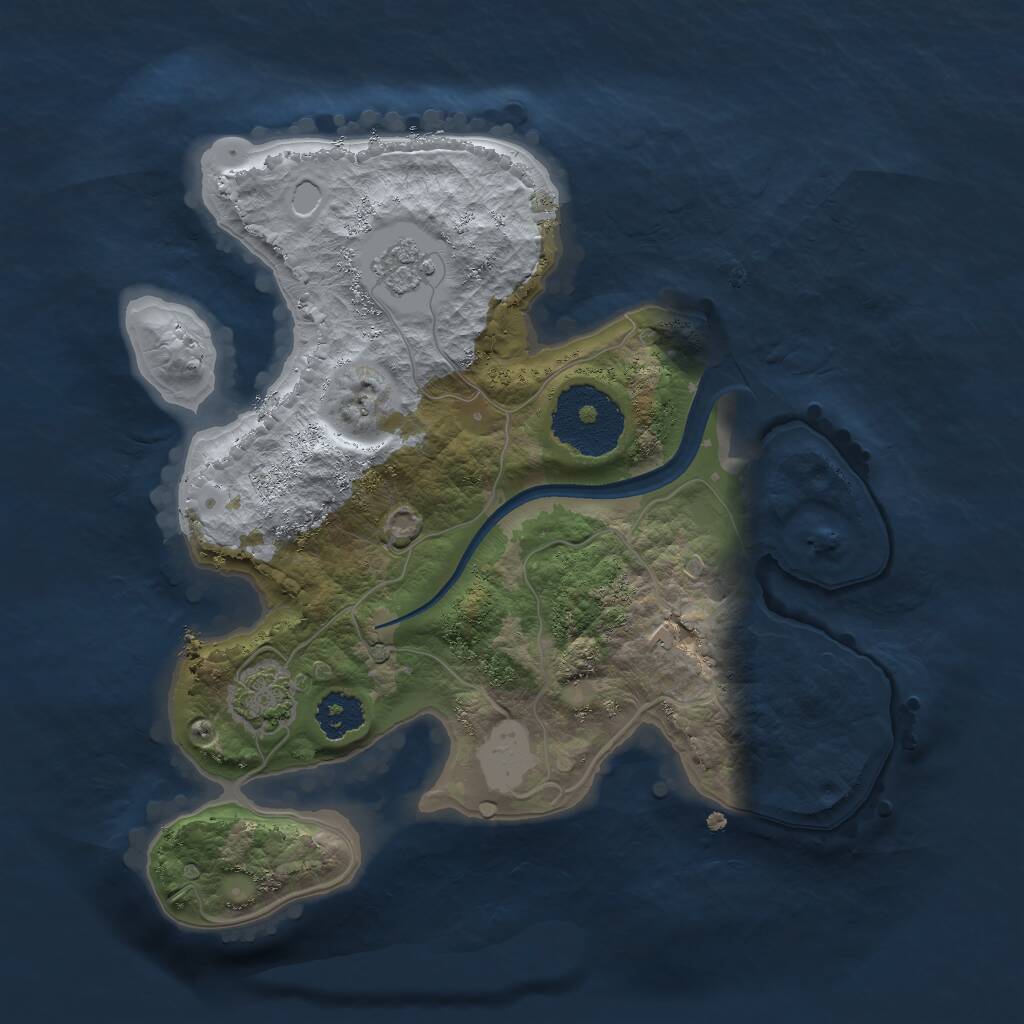 Rust Map: Procedural Map, Size: 2200, Seed: 2079768128, 3 Monuments