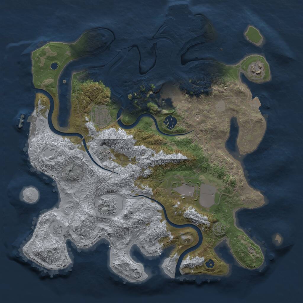 Rust Map: Procedural Map, Size: 3500, Seed: 6769398, 13 Monuments