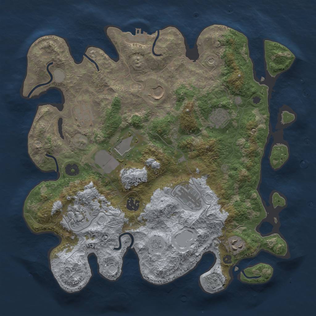 Rust Map: Procedural Map, Size: 3500, Seed: 93450145, 17 Monuments