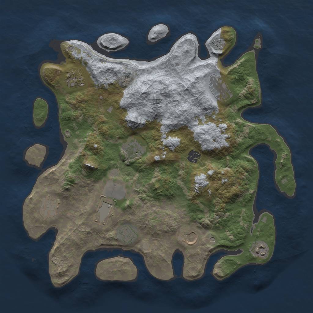 Rust Map: Barren, Size: 3700, Seed: 315164, 13 Monuments