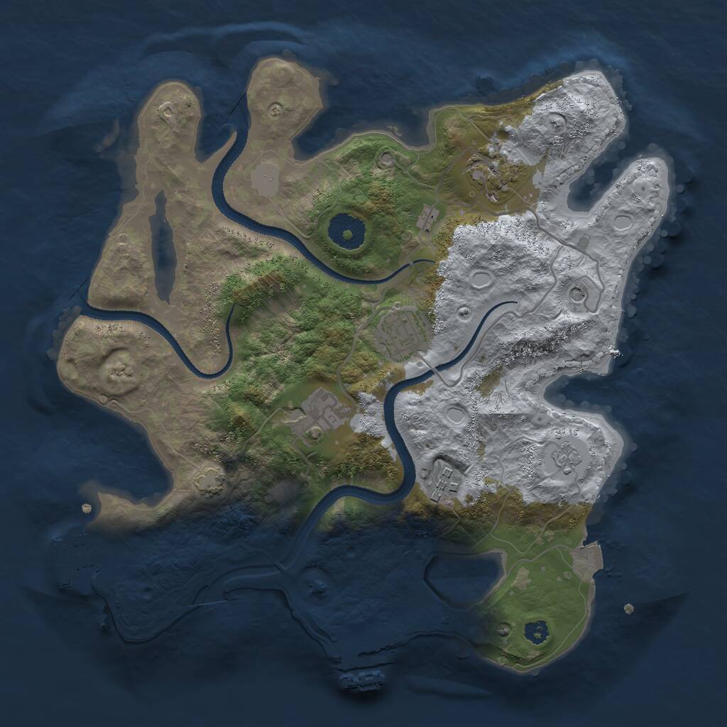Rust Map: Procedural Map, Size: 3000, Seed: 54348, 10 Monuments