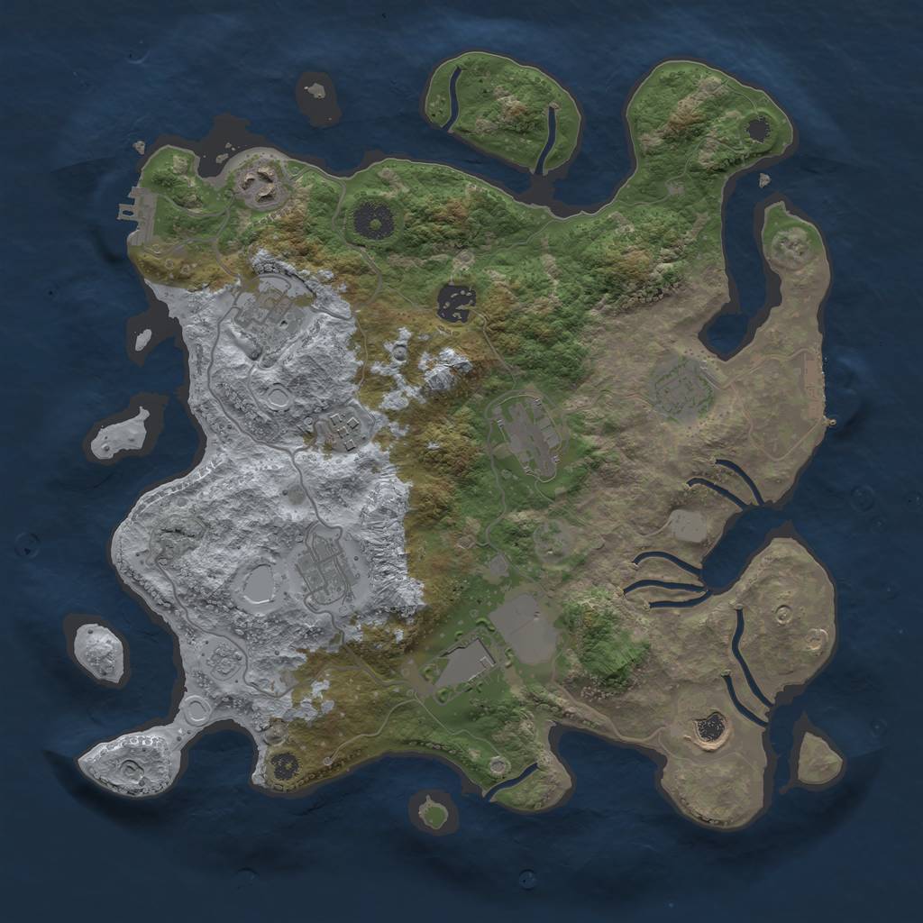 Rust Map: Procedural Map, Size: 3500, Seed: 1769394008, 17 Monuments