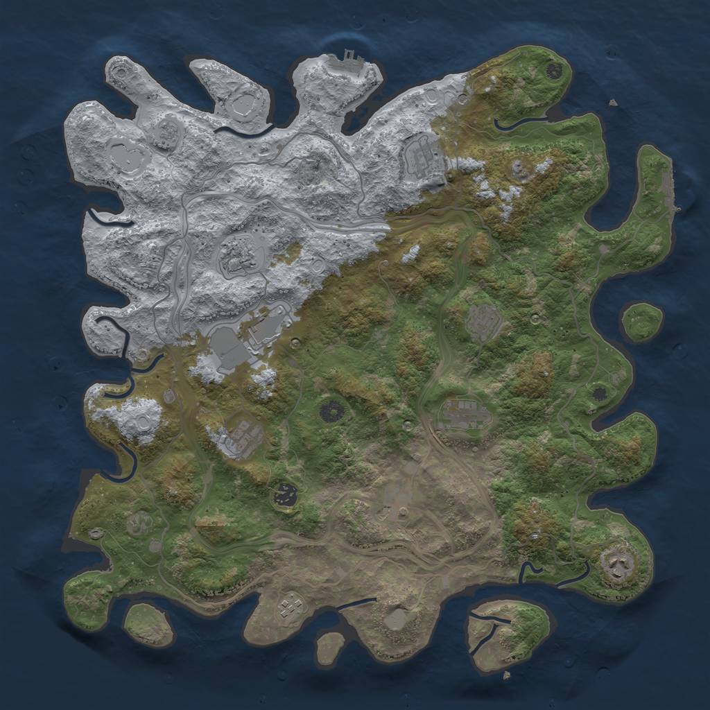 Rust Map: Procedural Map, Size: 4500, Seed: 249917, 19 Monuments