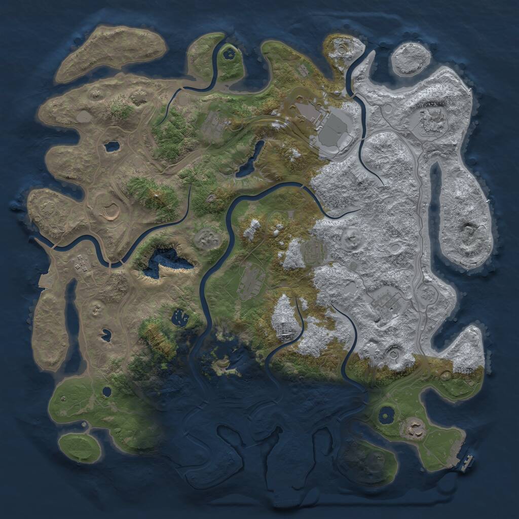 Rust Map: Procedural Map, Size: 4500, Seed: 18119392, 16 Monuments