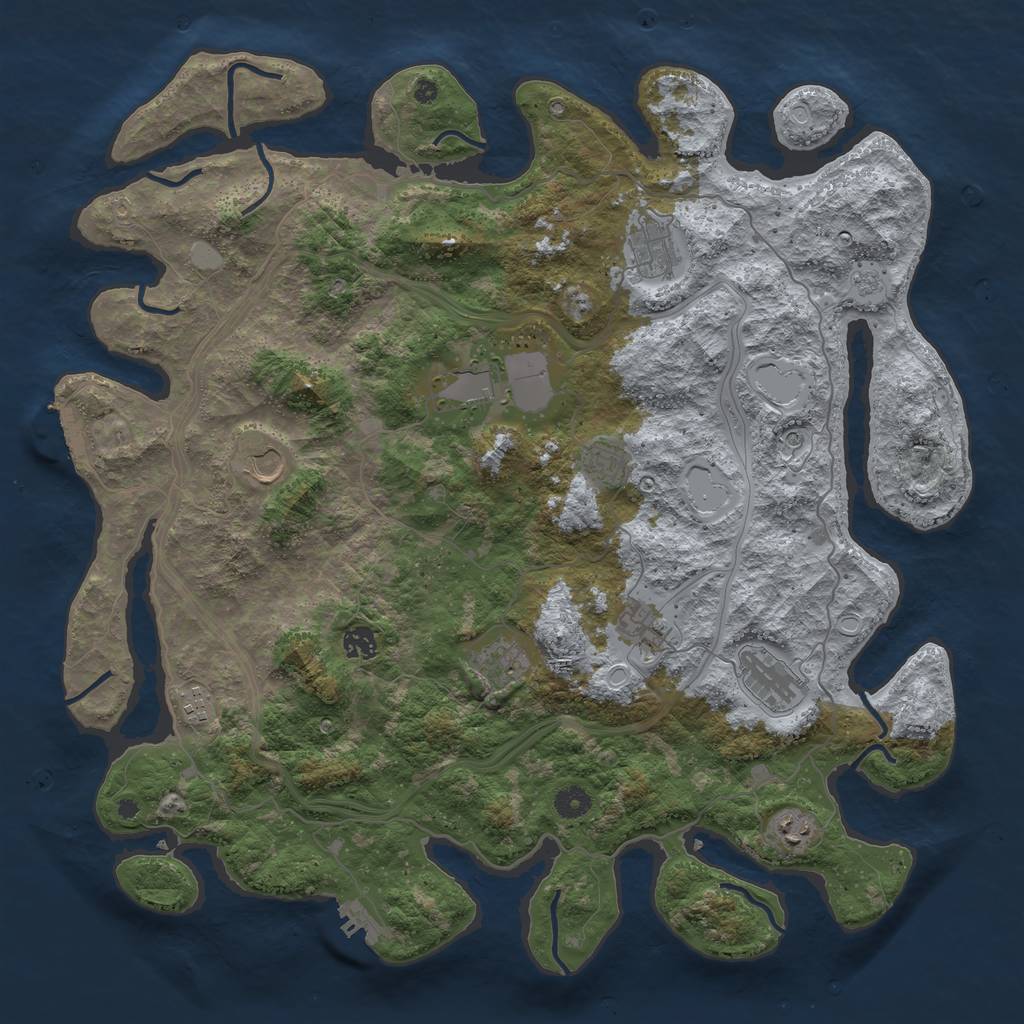 Rust Map: Procedural Map, Size: 4500, Seed: 18119392, 17 Monuments