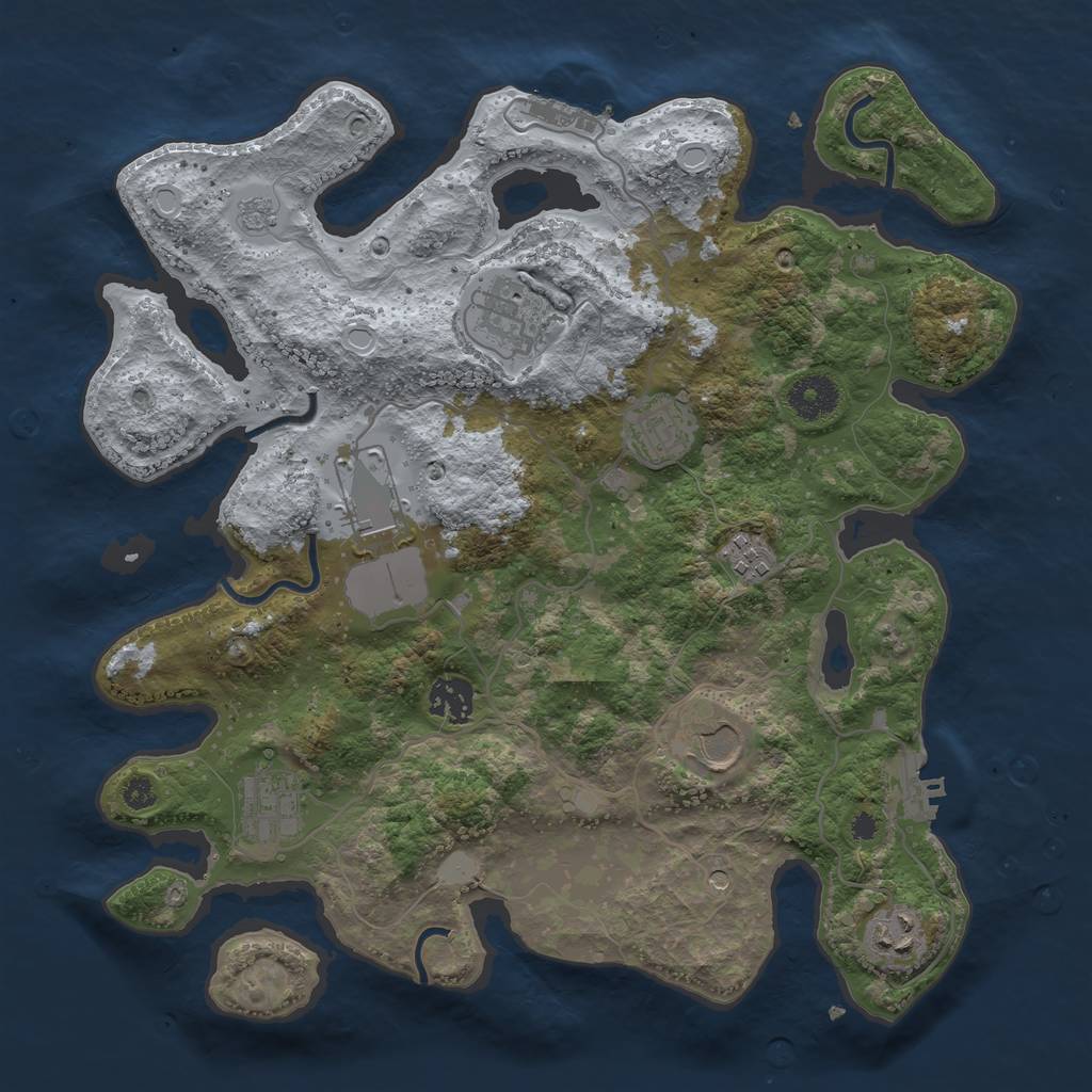 Rust Map: Procedural Map, Size: 3500, Seed: 74685719, 17 Monuments