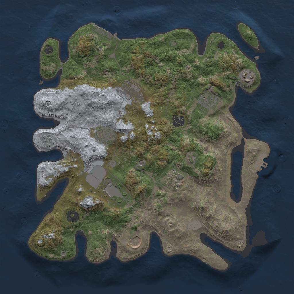 Rust Map: Procedural Map, Size: 3500, Seed: 42343252, 18 Monuments