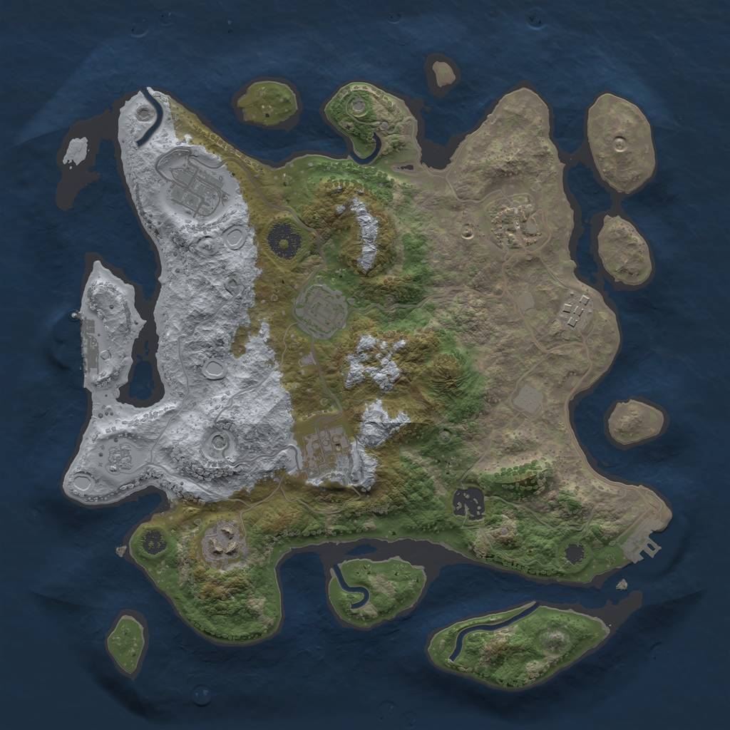 Rust Map: Procedural Map, Size: 3250, Seed: 1189394532, 16 Monuments