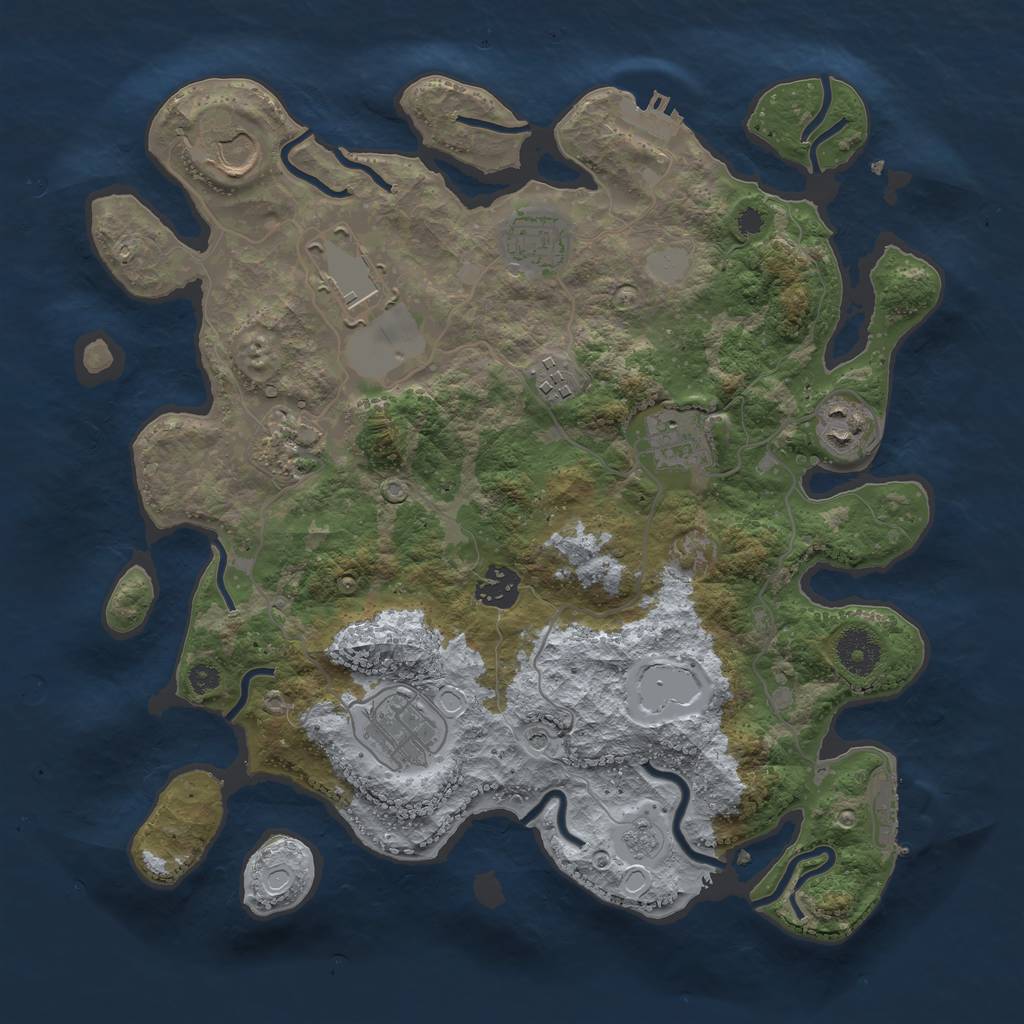 Rust Map: Procedural Map, Size: 3500, Seed: 447575109, 18 Monuments