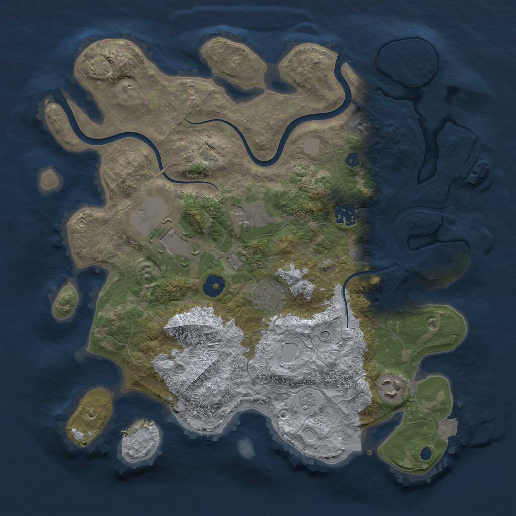 Rust Map: Procedural Map, Size: 3500, Seed: 447575109, 10 Monuments