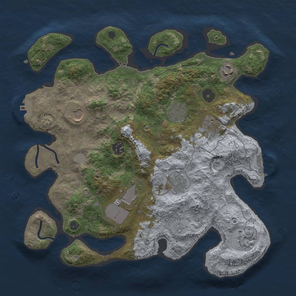 Rust Map: Procedural Map, Size: 3500, Seed: 452995854, 17 Monuments