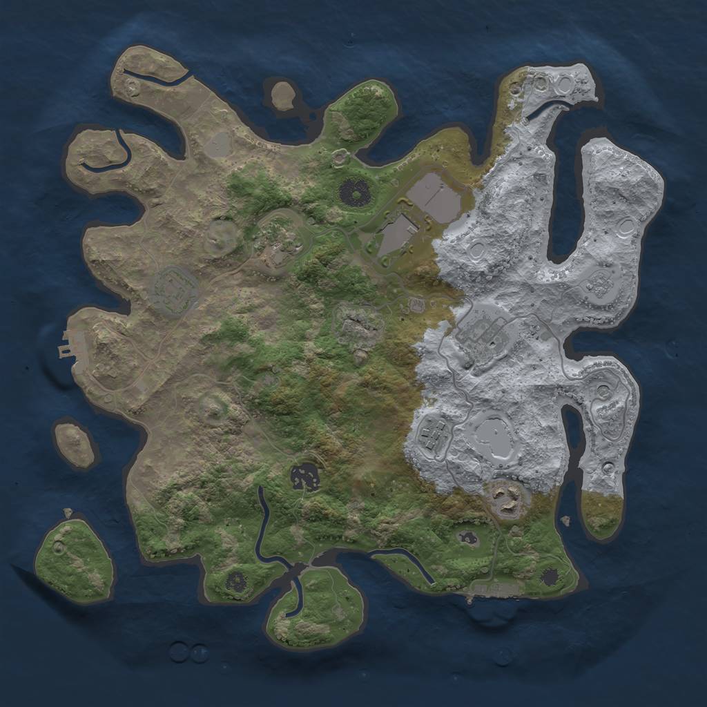 Rust Map: Procedural Map, Size: 3500, Seed: 61136288, 16 Monuments