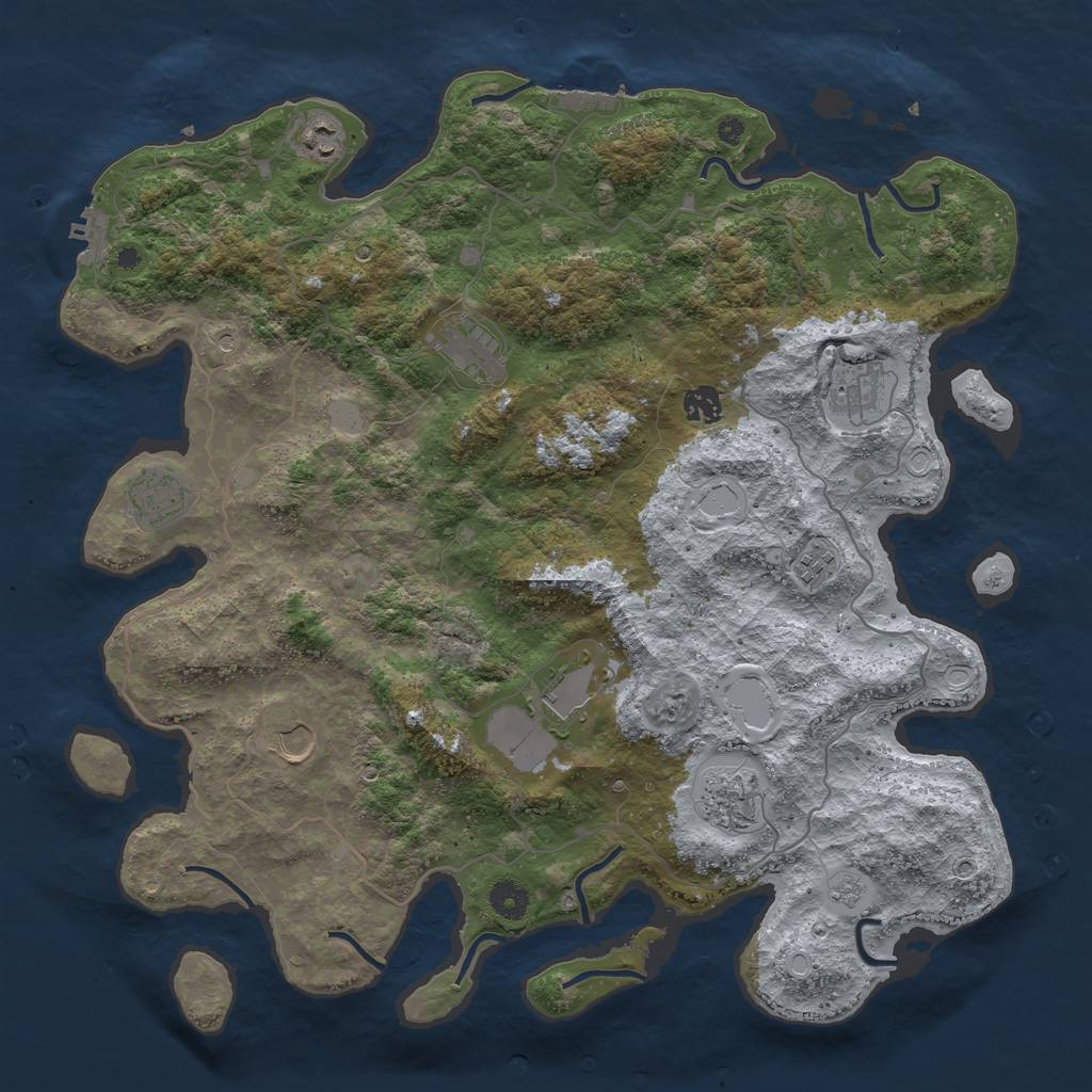 Rust Map: Procedural Map, Size: 4200, Seed: 381208603, 18 Monuments