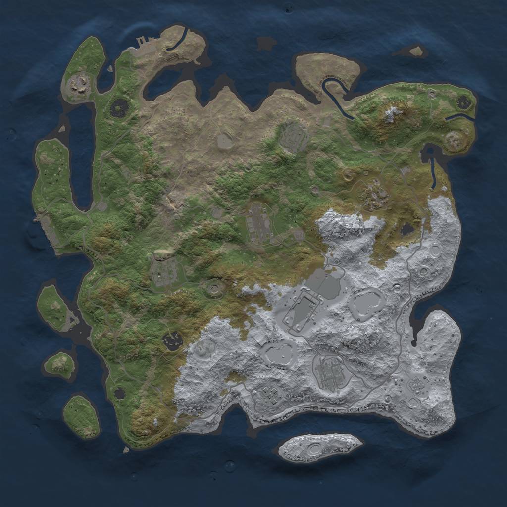 Rust Map: Procedural Map, Size: 4000, Seed: 101832144, 18 Monuments