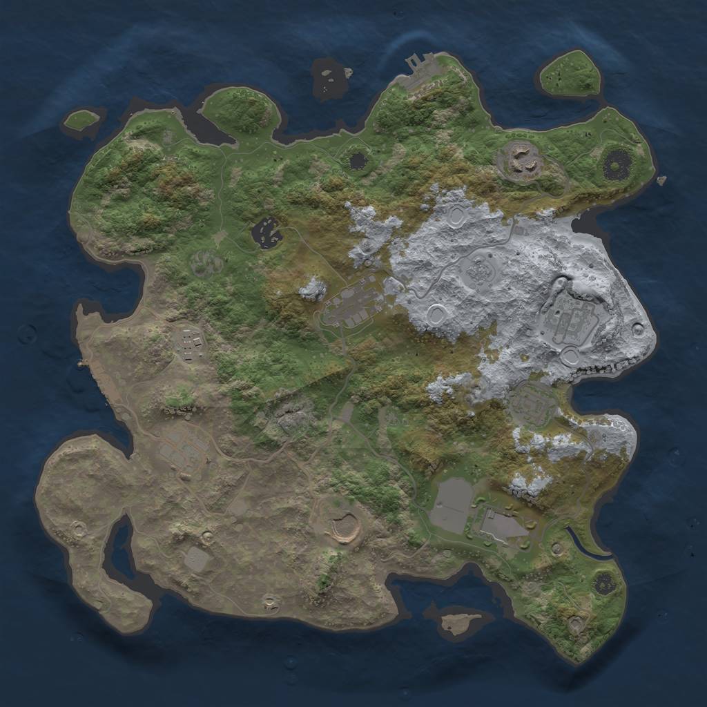 Rust Map: Procedural Map, Size: 3500, Seed: 72757310, 15 Monuments