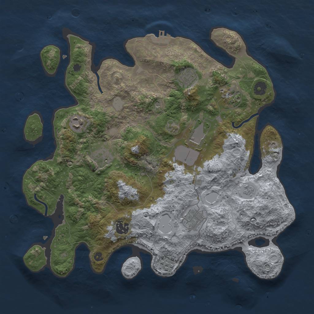 Rust Map: Procedural Map, Size: 3500, Seed: 1607161830, 16 Monuments