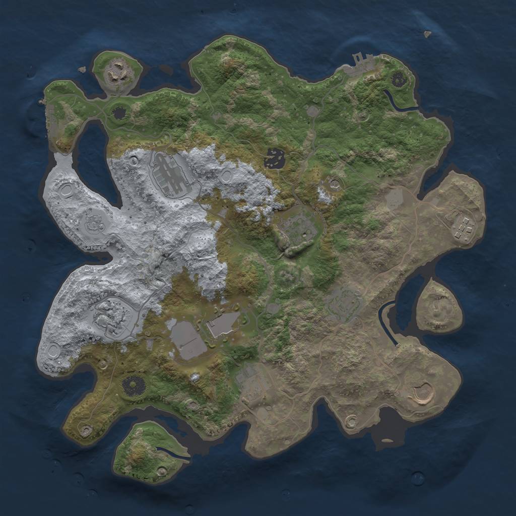 Rust Map: Procedural Map, Size: 3500, Seed: 612368514, 19 Monuments