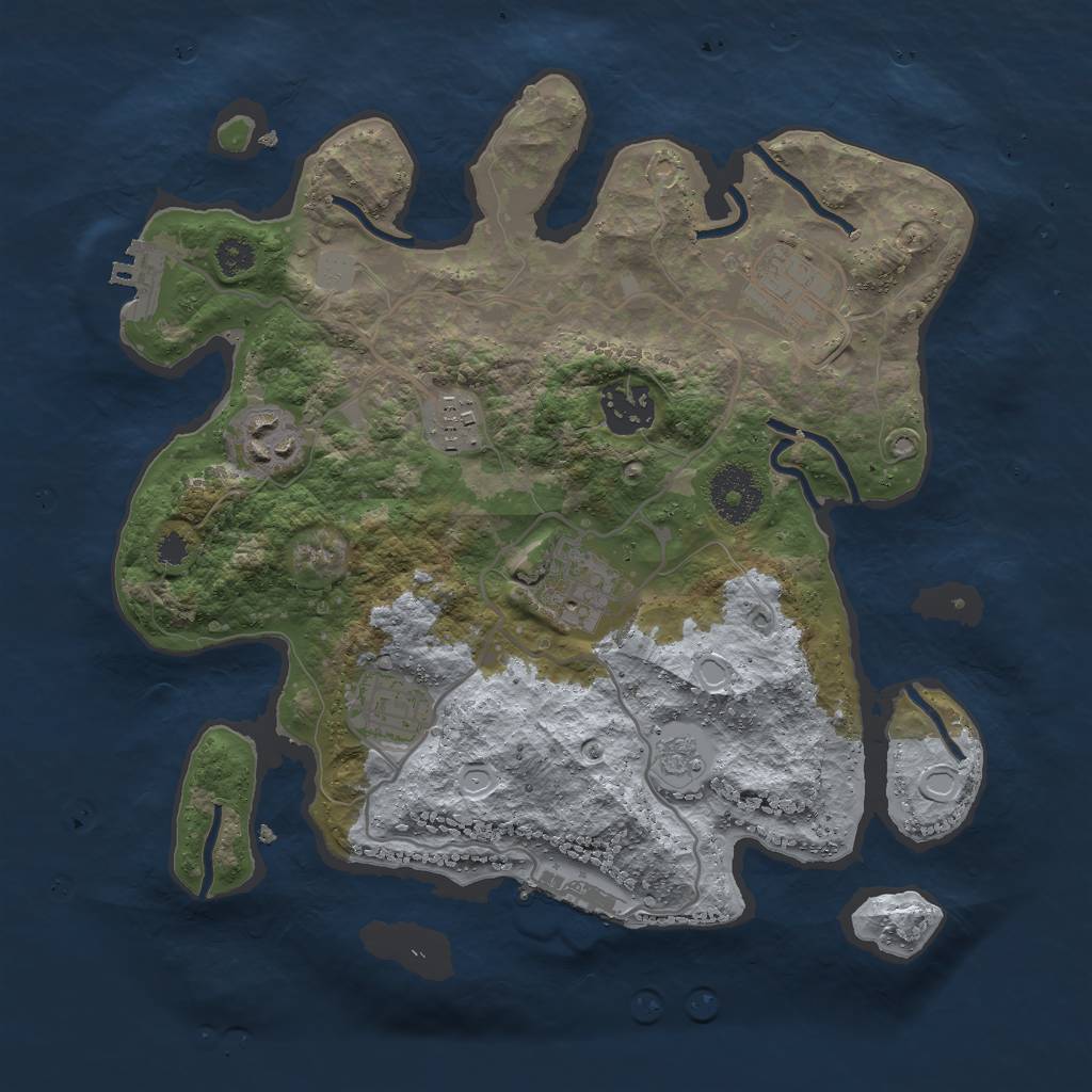 Rust Map: Procedural Map, Size: 3000, Seed: 4679251, 12 Monuments