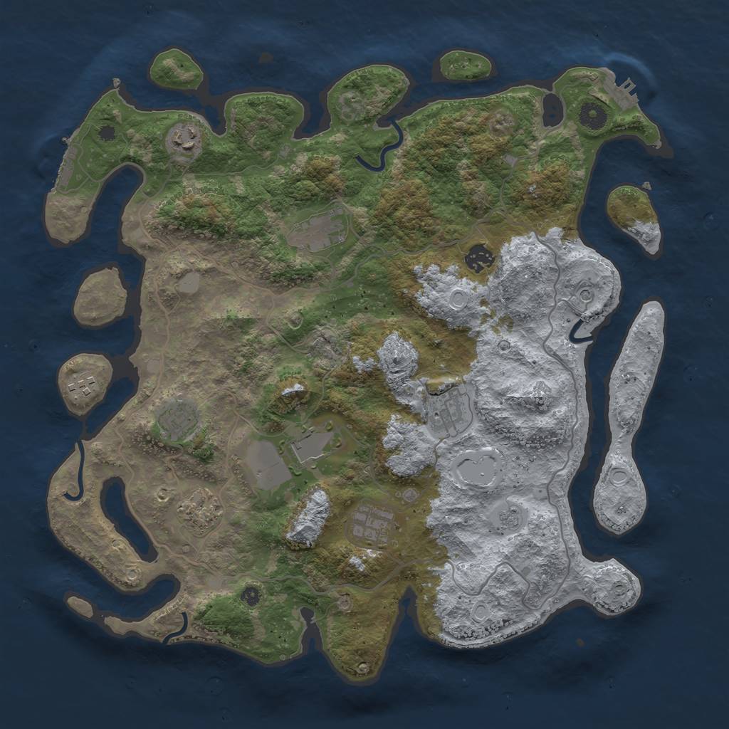 Rust Map: Procedural Map, Size: 4000, Seed: 242902159, 18 Monuments